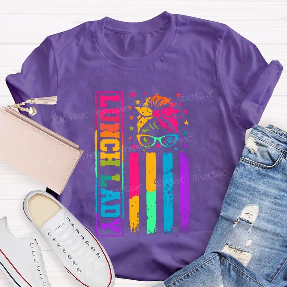 Tie-dye gradient effect Lunch Lady Teacher T-shirt
