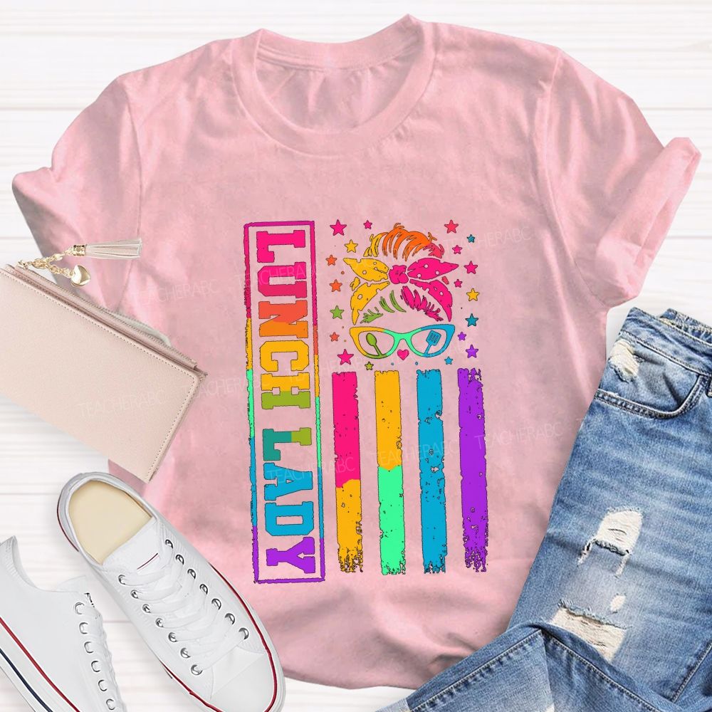 Tie-dye gradient effect Lunch Lady Teacher T-shirt