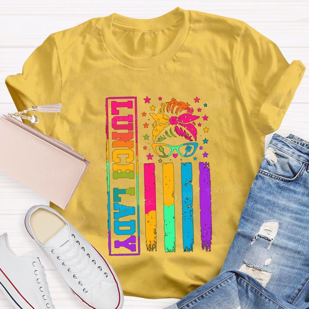 Tie-dye gradient effect Lunch Lady Teacher T-shirt