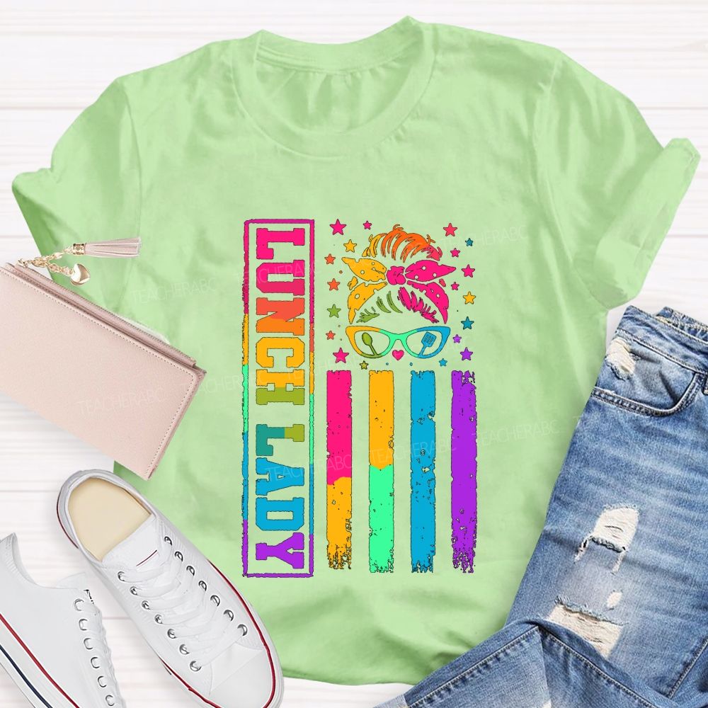 Tie-dye gradient effect Lunch Lady Teacher T-shirt