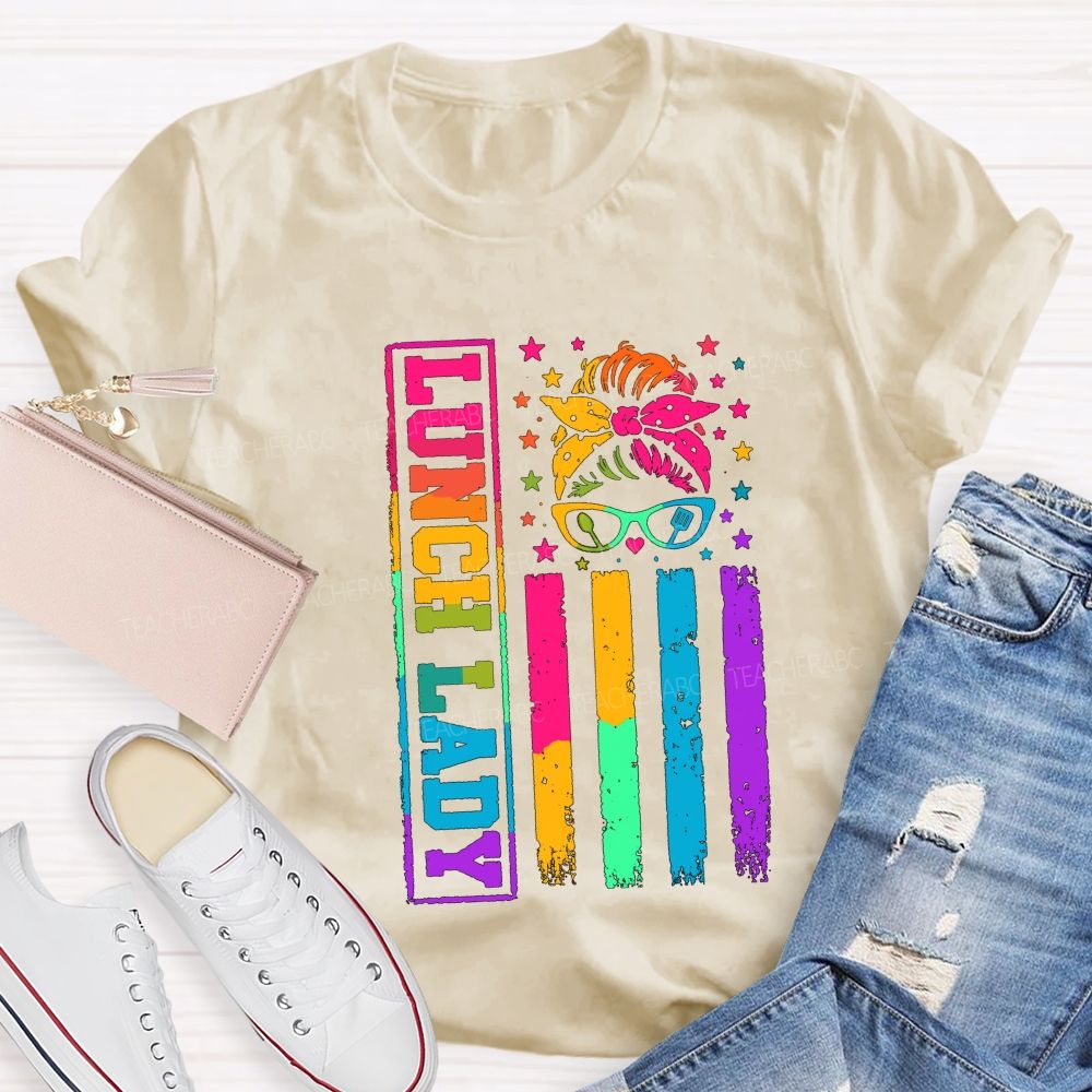 Tie-dye gradient effect Lunch Lady Teacher T-shirt