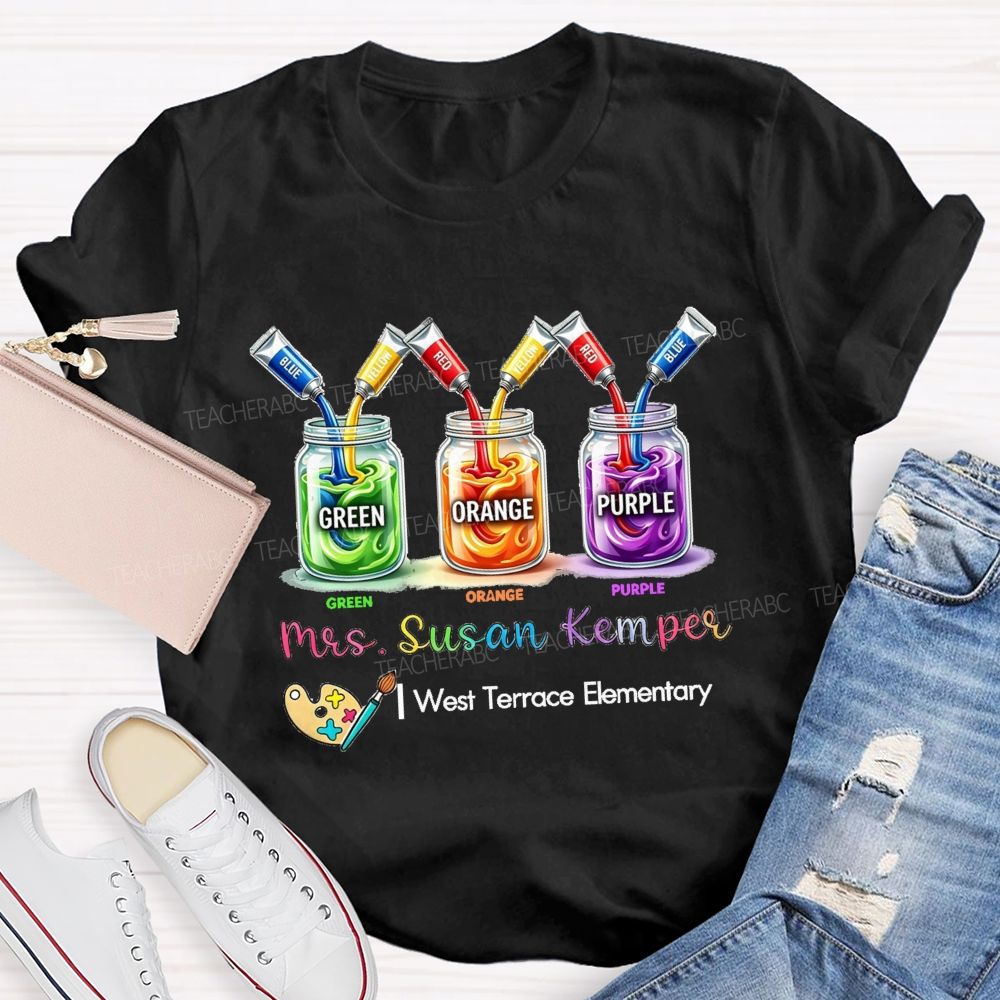 Personalized School Name And Art Teacher Name Teacher T-shirt