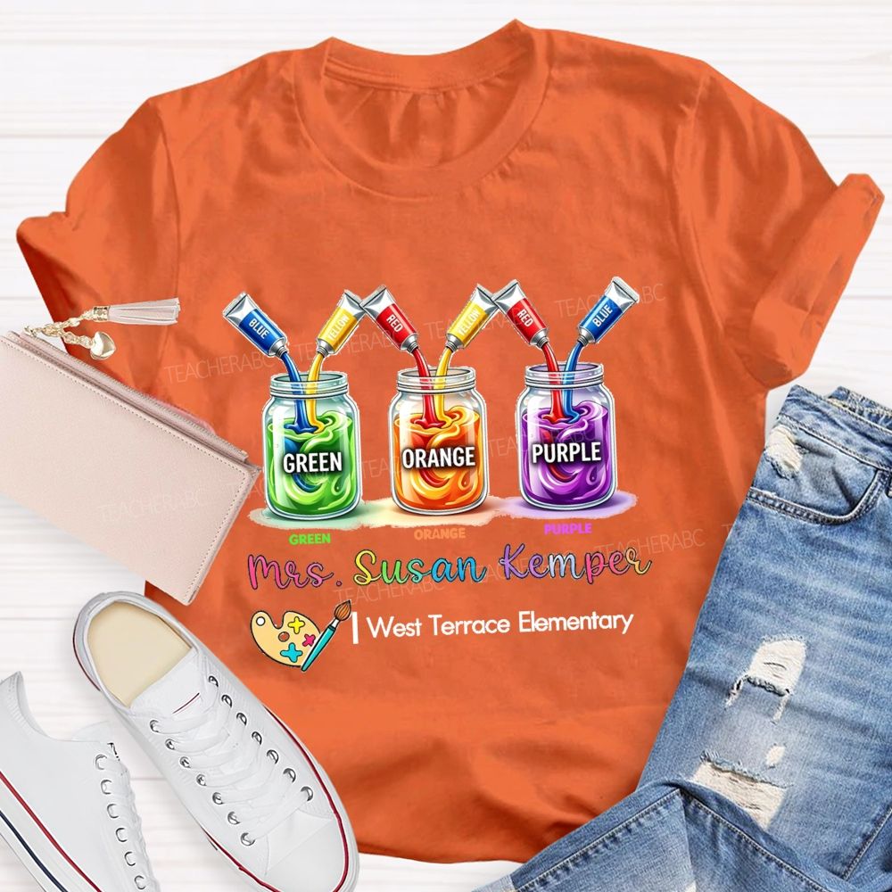 Personalized School Name And Art Teacher Name Teacher T-shirt