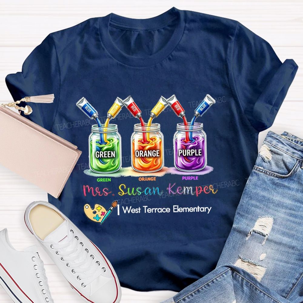 Personalized School Name And Art Teacher Name Teacher T-shirt
