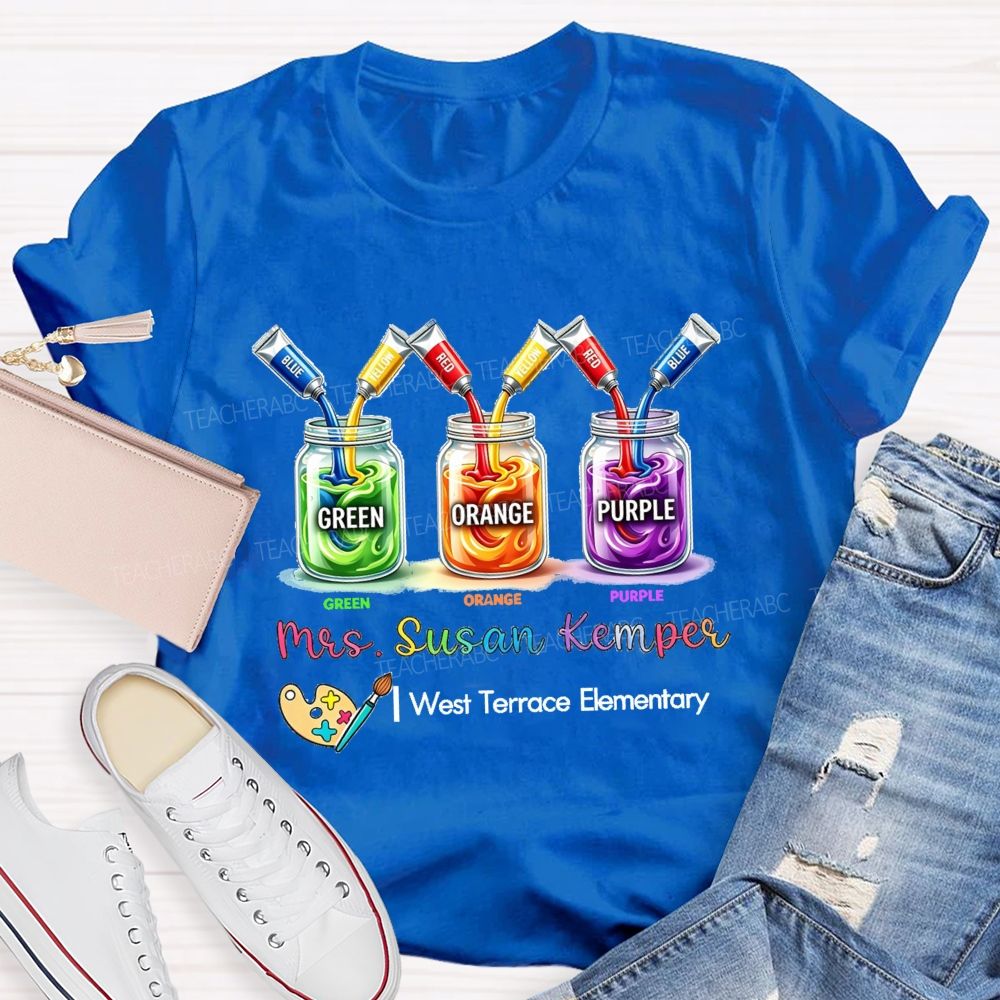 Personalized School Name And Art Teacher Name Teacher T-shirt