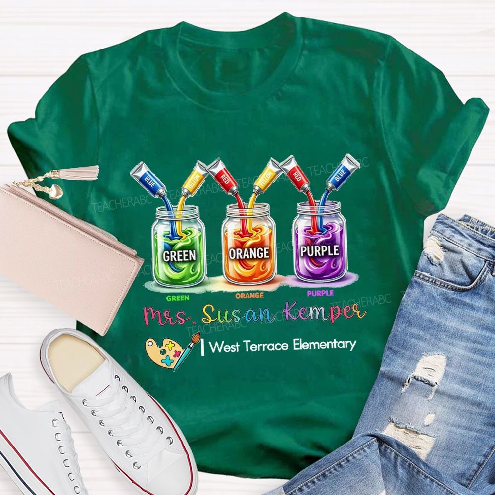 Personalized School Name And Art Teacher Name Teacher T-shirt