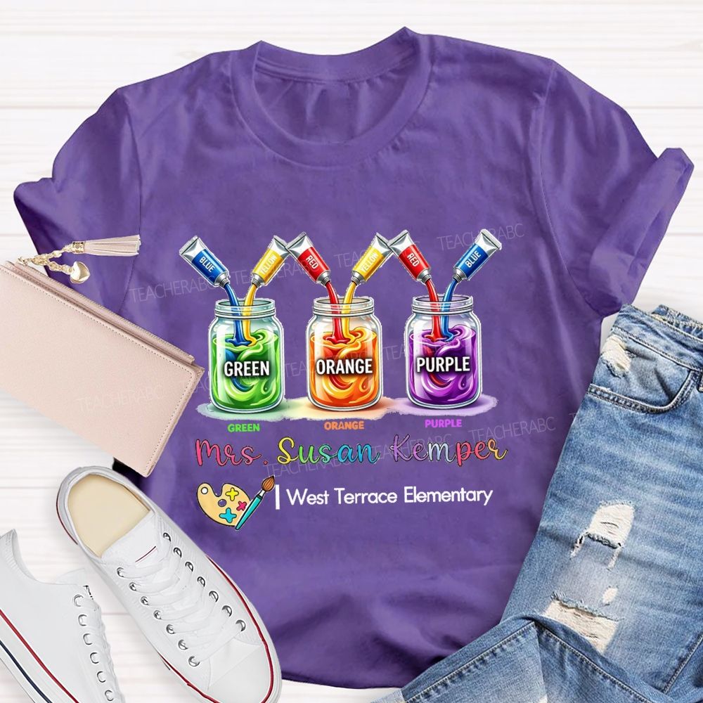 Personalized School Name And Art Teacher Name Teacher T-shirt