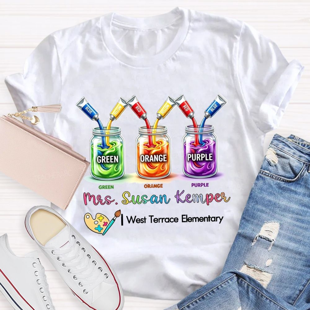 Personalized School Name And Art Teacher Name Teacher T-shirt