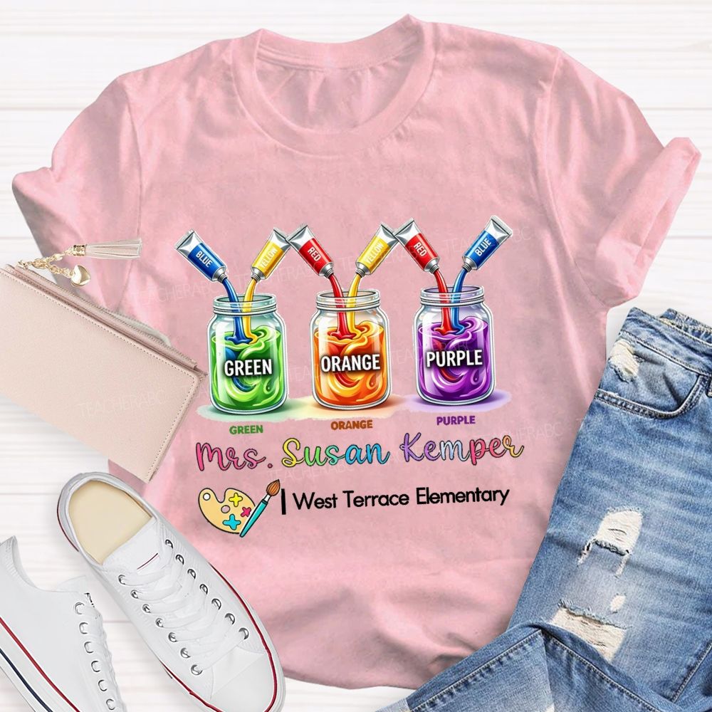 Personalized School Name And Art Teacher Name Teacher T-shirt