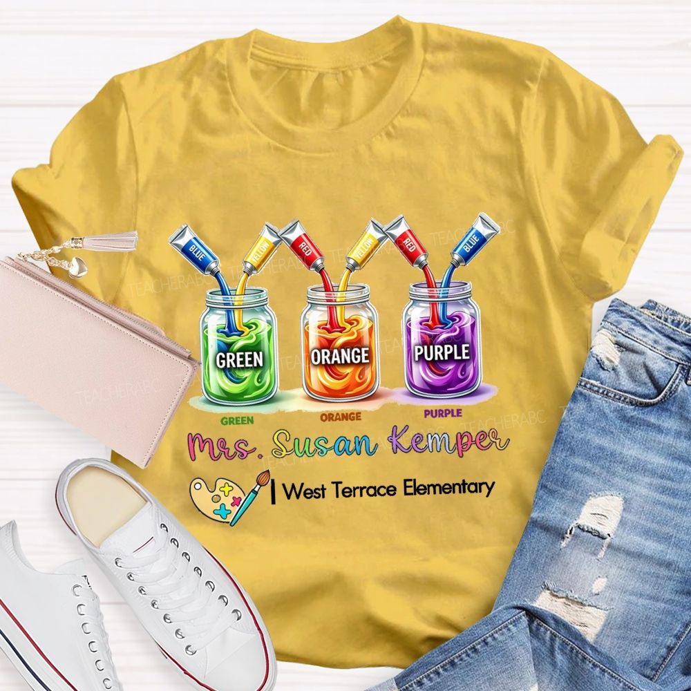 Personalized School Name And Art Teacher Name Teacher T-shirt