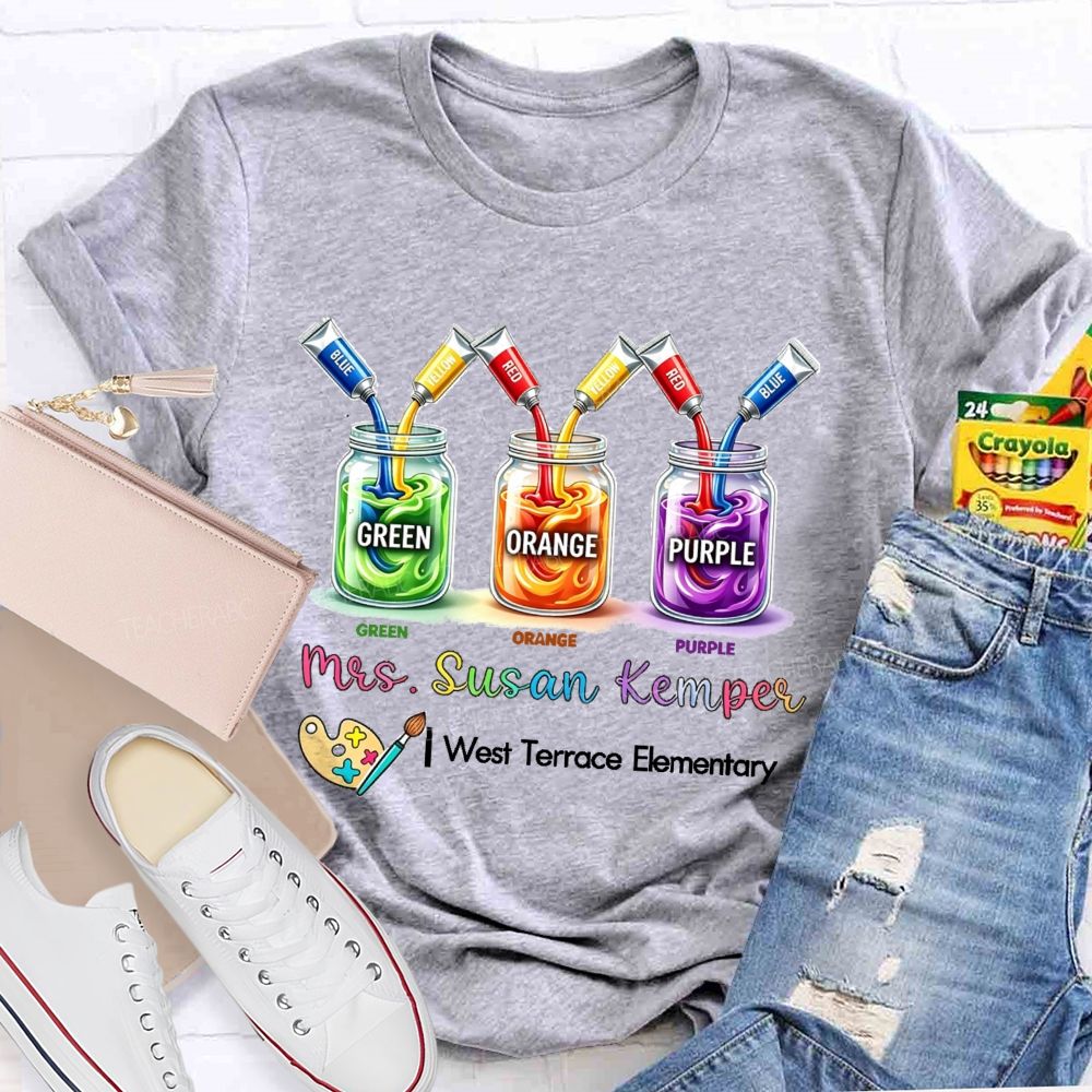 Personalized School Name And Art Teacher Name Teacher T-shirt