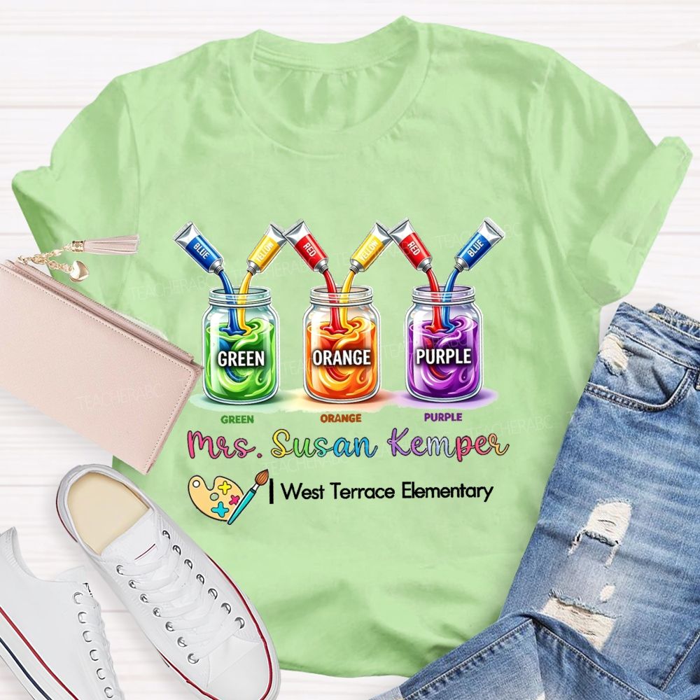 Personalized School Name And Art Teacher Name Teacher T-shirt