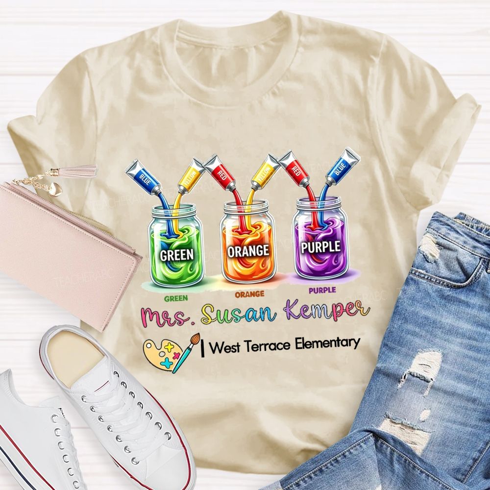 Personalized School Name And Art Teacher Name Teacher T-shirt
