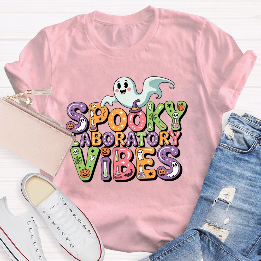 Spooky Laboratory Vibes Ghost Science Halloween Teacher T-shirt