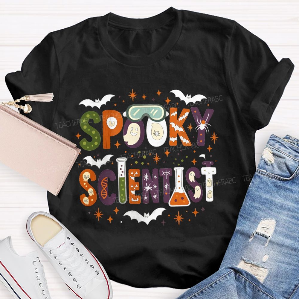 Spooky Scientist Halloween Doodle Science Teacher T-shirt