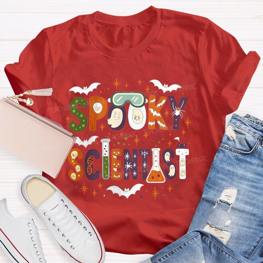 Spooky Scientist Halloween Doodle Science Teacher T-shirt