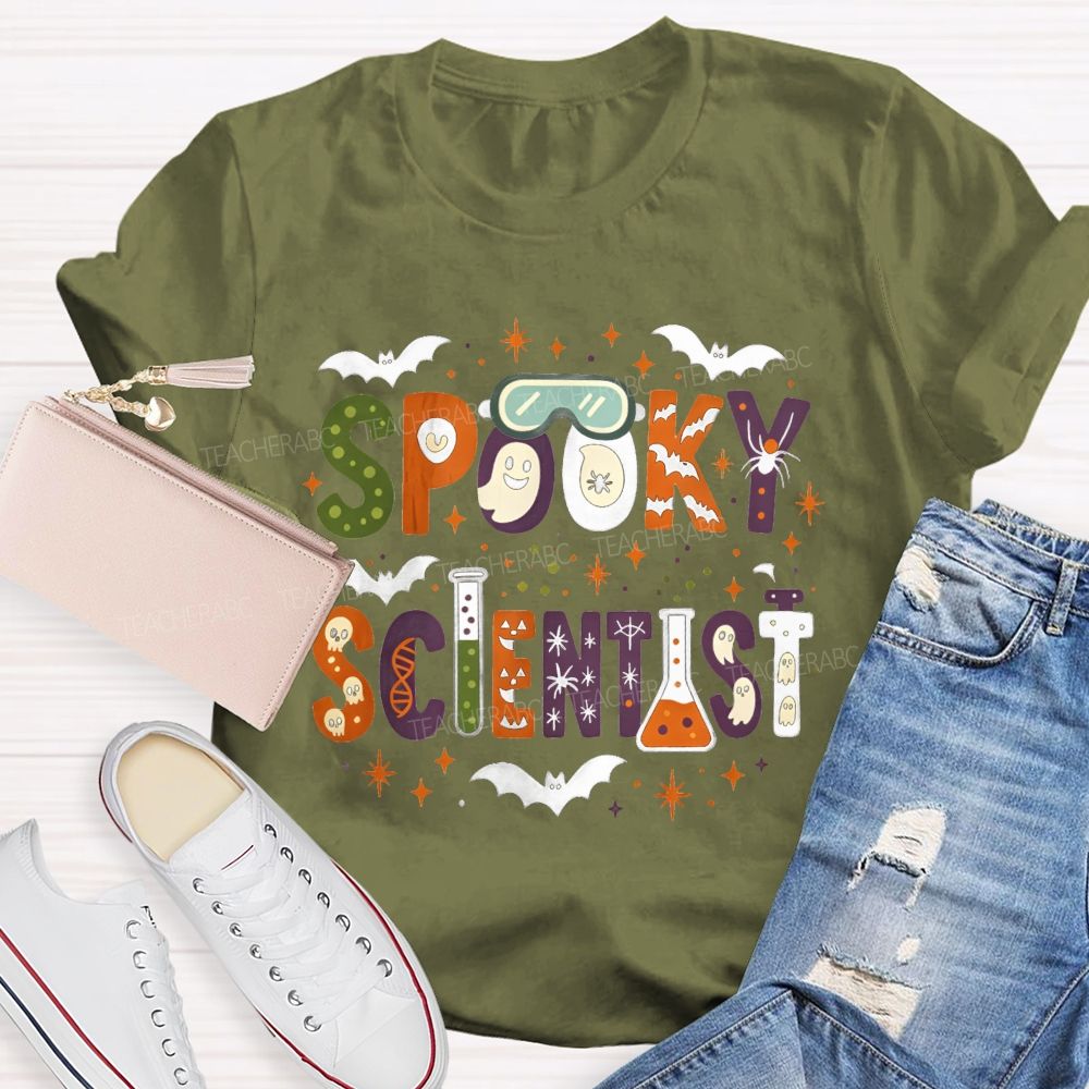 Spooky Scientist Halloween Doodle Science Teacher T-shirt