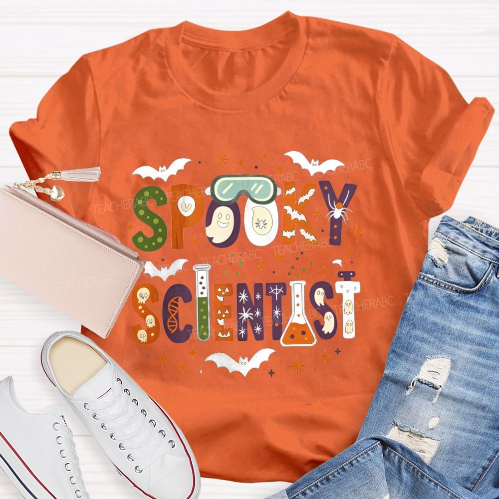 Spooky Scientist Halloween Doodle Science Teacher T-shirt