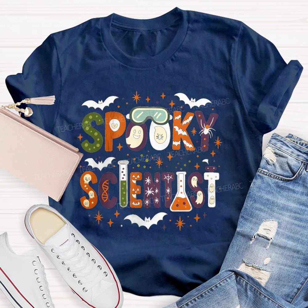 Spooky Scientist Halloween Doodle Science Teacher T-shirt