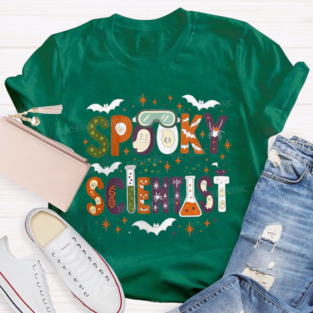 Spooky Scientist Halloween Doodle Science Teacher T-shirt