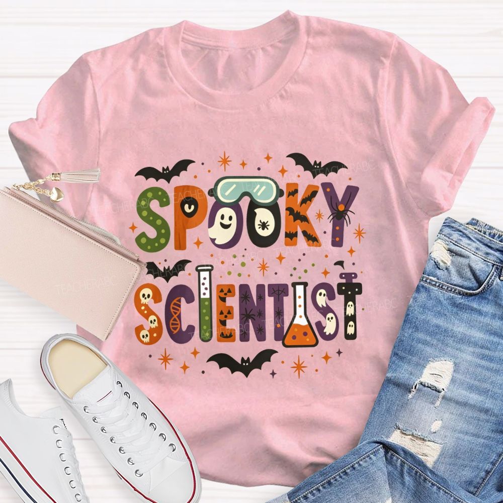 Spooky Scientist Halloween Doodle Science Teacher T-shirt