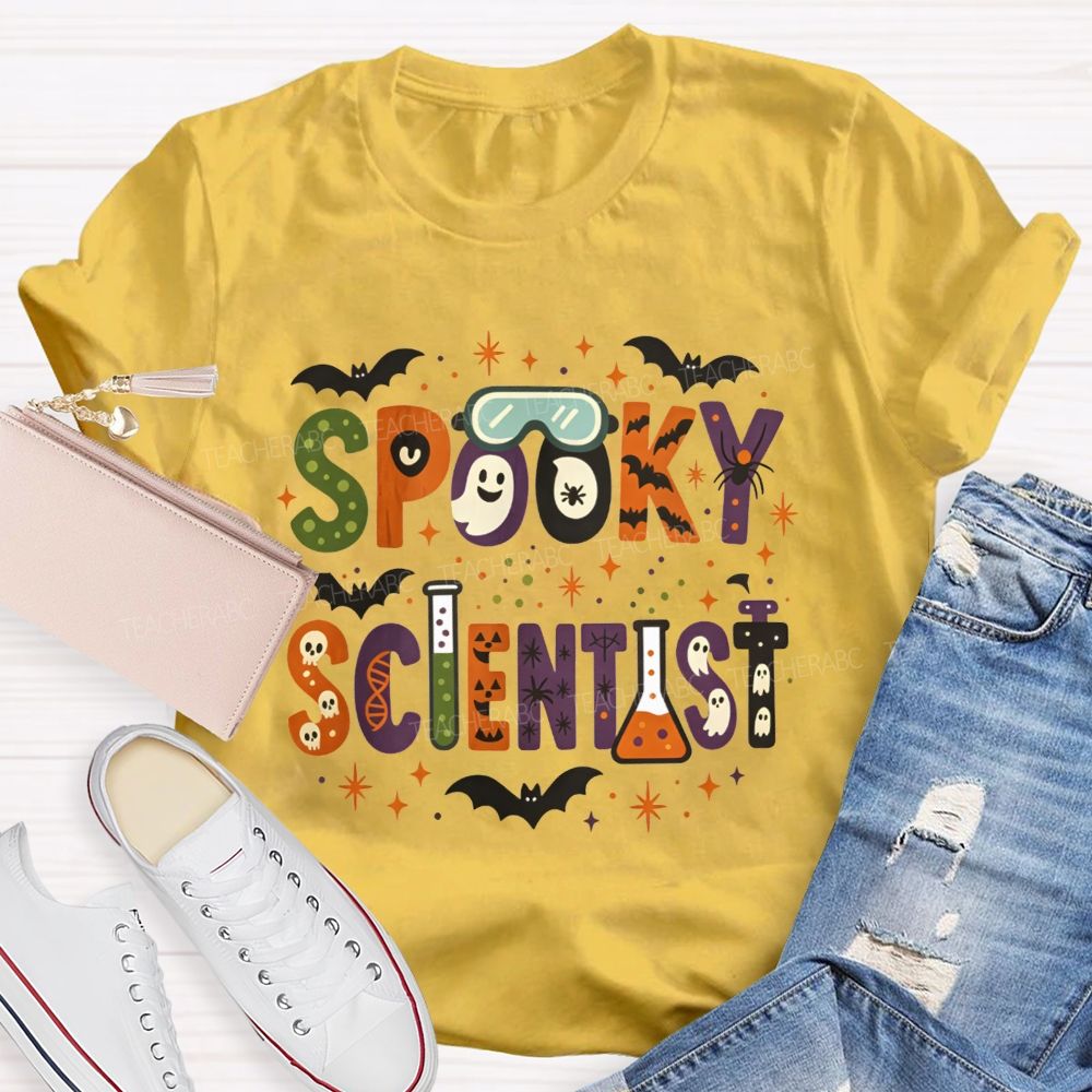 Spooky Scientist Halloween Doodle Science Teacher T-shirt