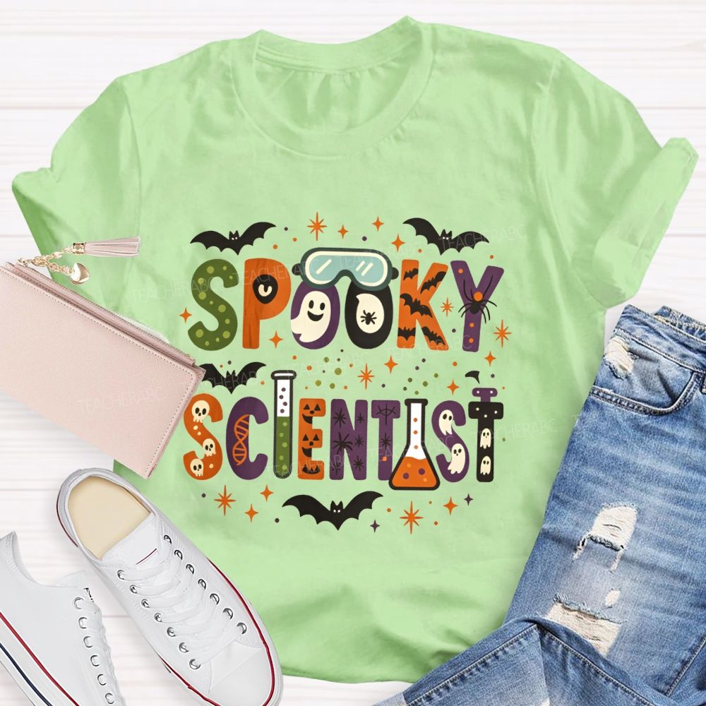 Spooky Scientist Halloween Doodle Science Teacher T-shirt