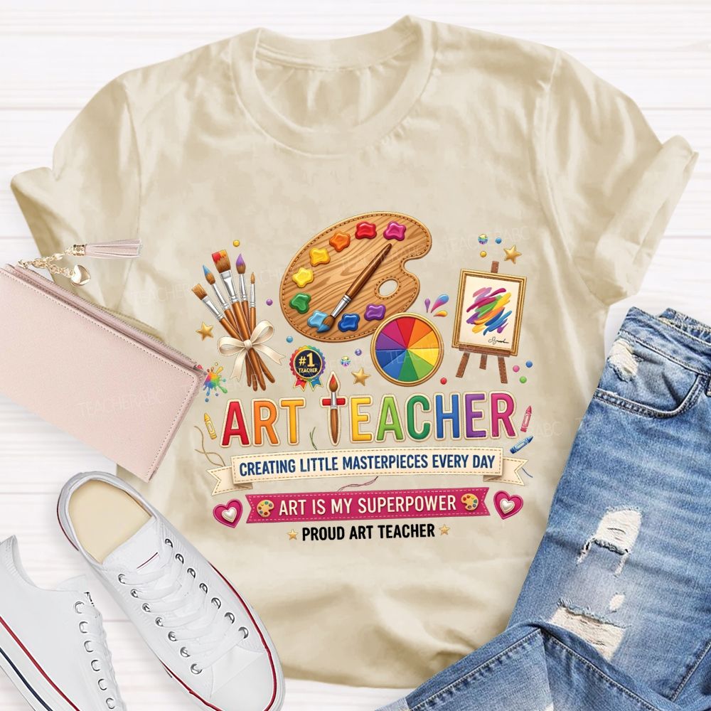 Art Teacher Creating Little Masterpieces Every Day Art Is My Superpower T-shirt