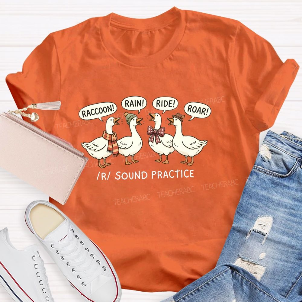 Raccoon Rain Ride Roar R Sound Practice Speech Therapist Teacher T-shirt