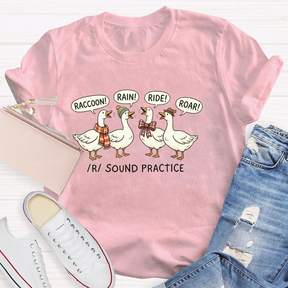 Raccoon Rain Ride Roar R Sound Practice Speech Therapist Teacher T-shirt