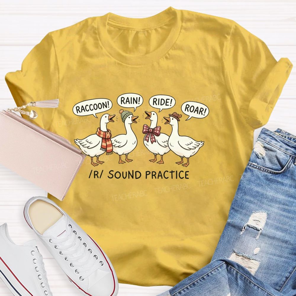 Raccoon Rain Ride Roar R Sound Practice Speech Therapist Teacher T-shirt
