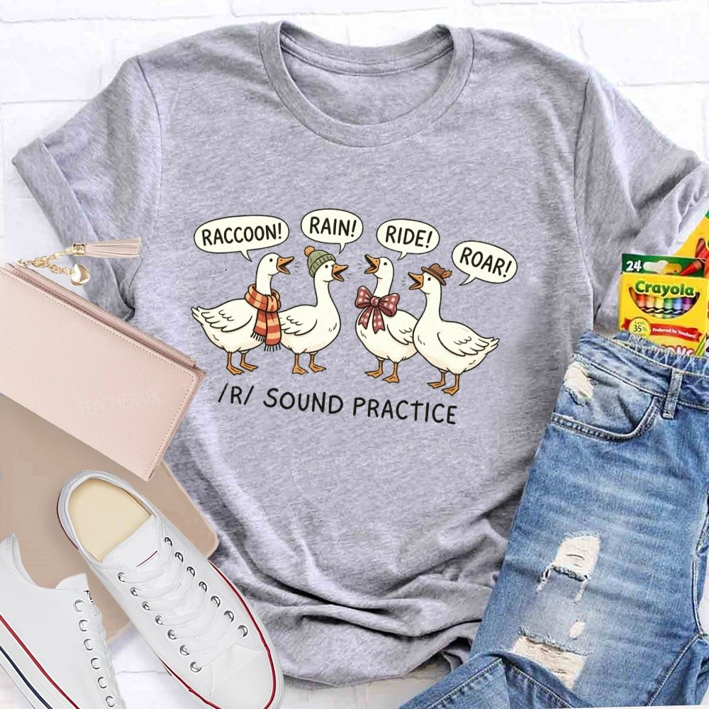 Raccoon Rain Ride Roar R Sound Practice Speech Therapist Teacher T-shirt
