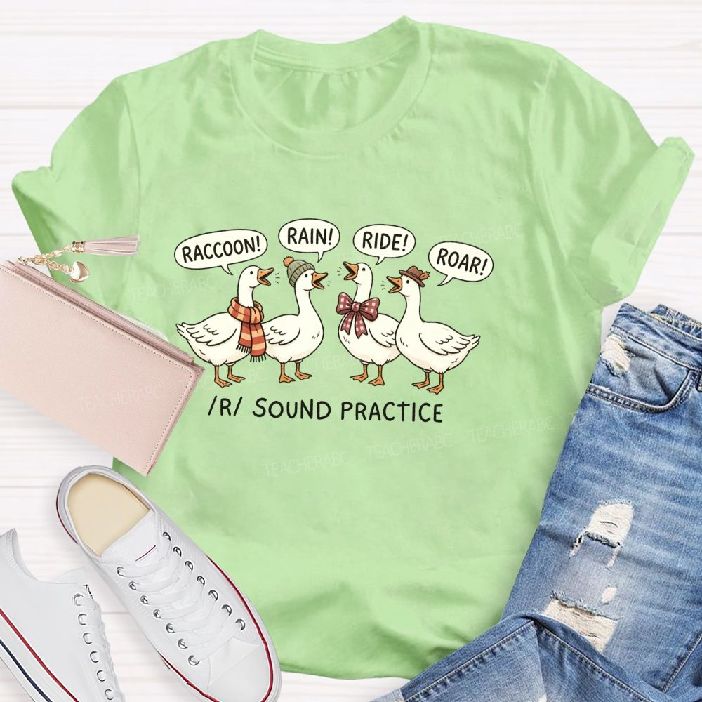 Raccoon Rain Ride Roar R Sound Practice Speech Therapist Teacher T-shirt