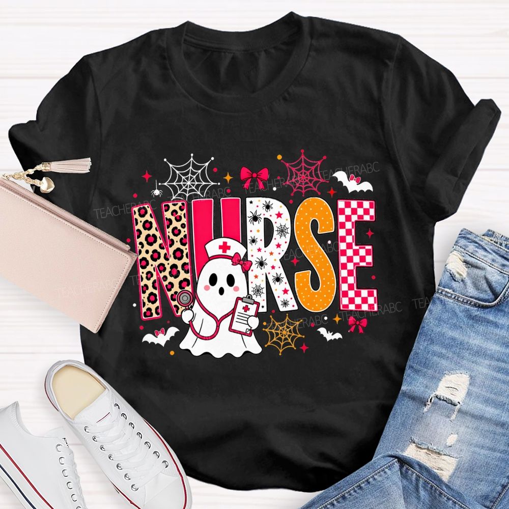 Spooky Ghost Nurse Halloween Vibes T-shirt