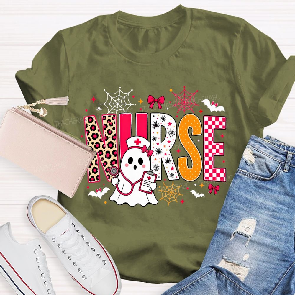 Spooky Ghost Nurse Halloween Vibes T-shirt