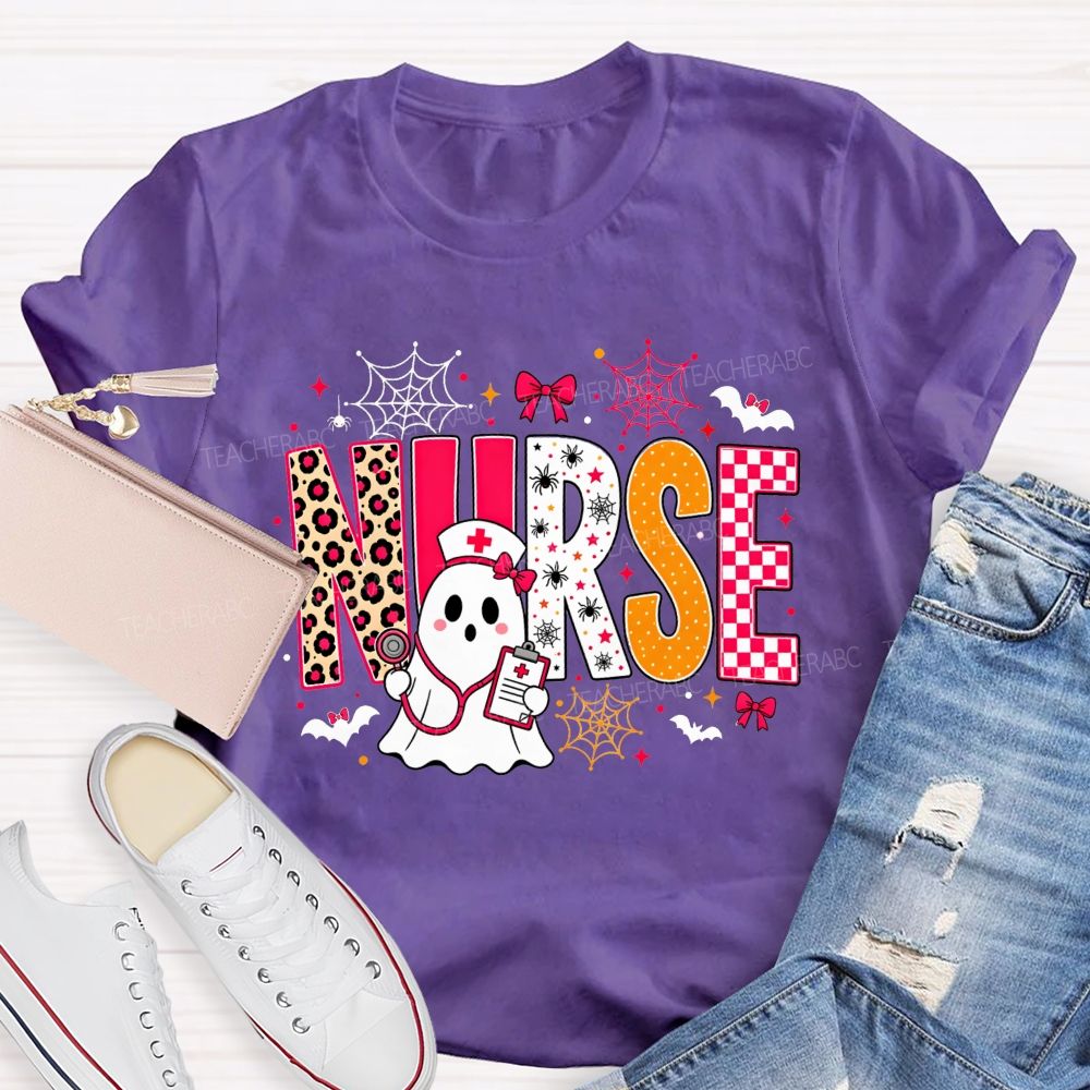 Spooky Ghost Nurse Halloween Vibes T-shirt