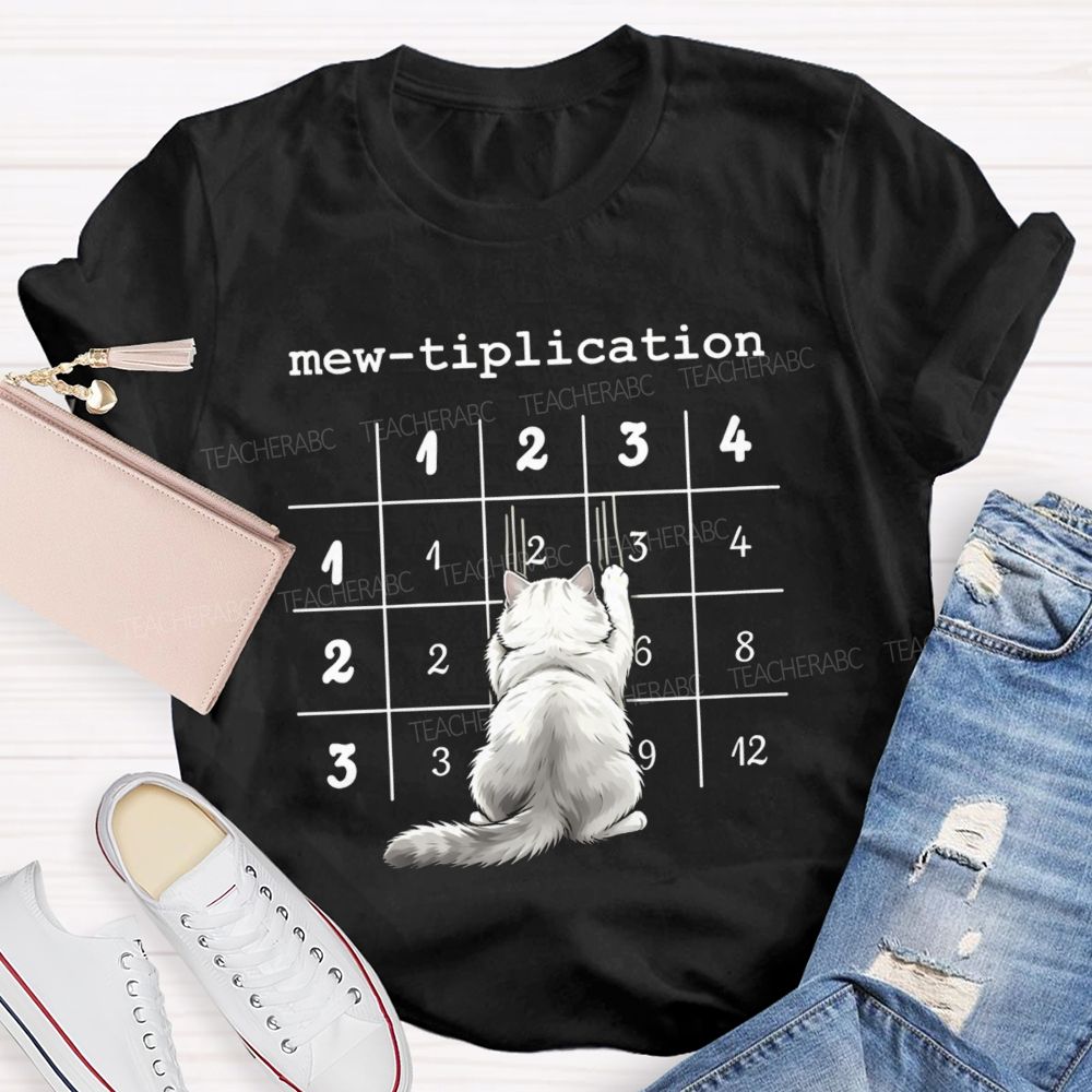 Mew Tiplication Cat Math Teacher T-shirt
