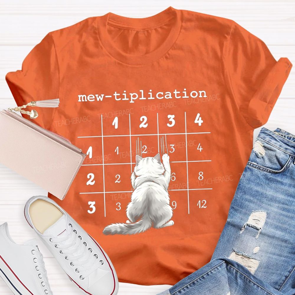 Mew Tiplication Cat Math Teacher T-shirt
