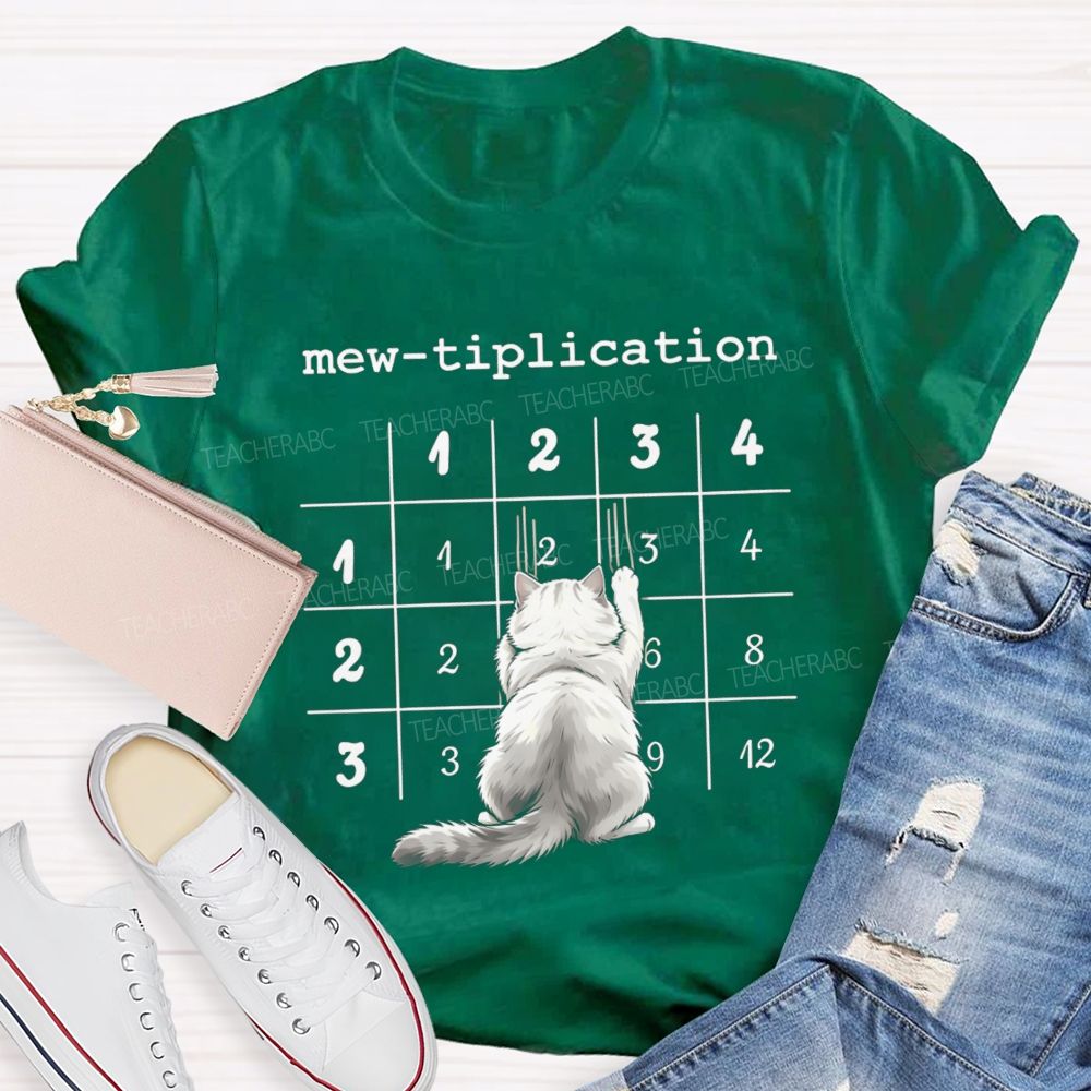 Mew Tiplication Cat Math Teacher T-shirt