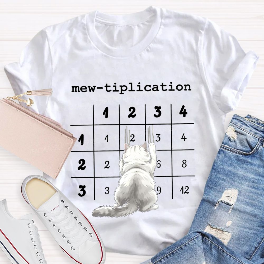 Mew Tiplication Cat Math Teacher T-shirt