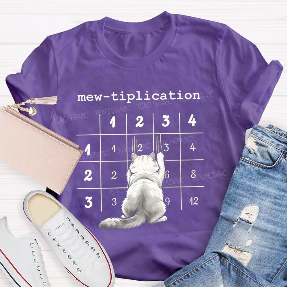 Mew Tiplication Cat Math Teacher T-shirt