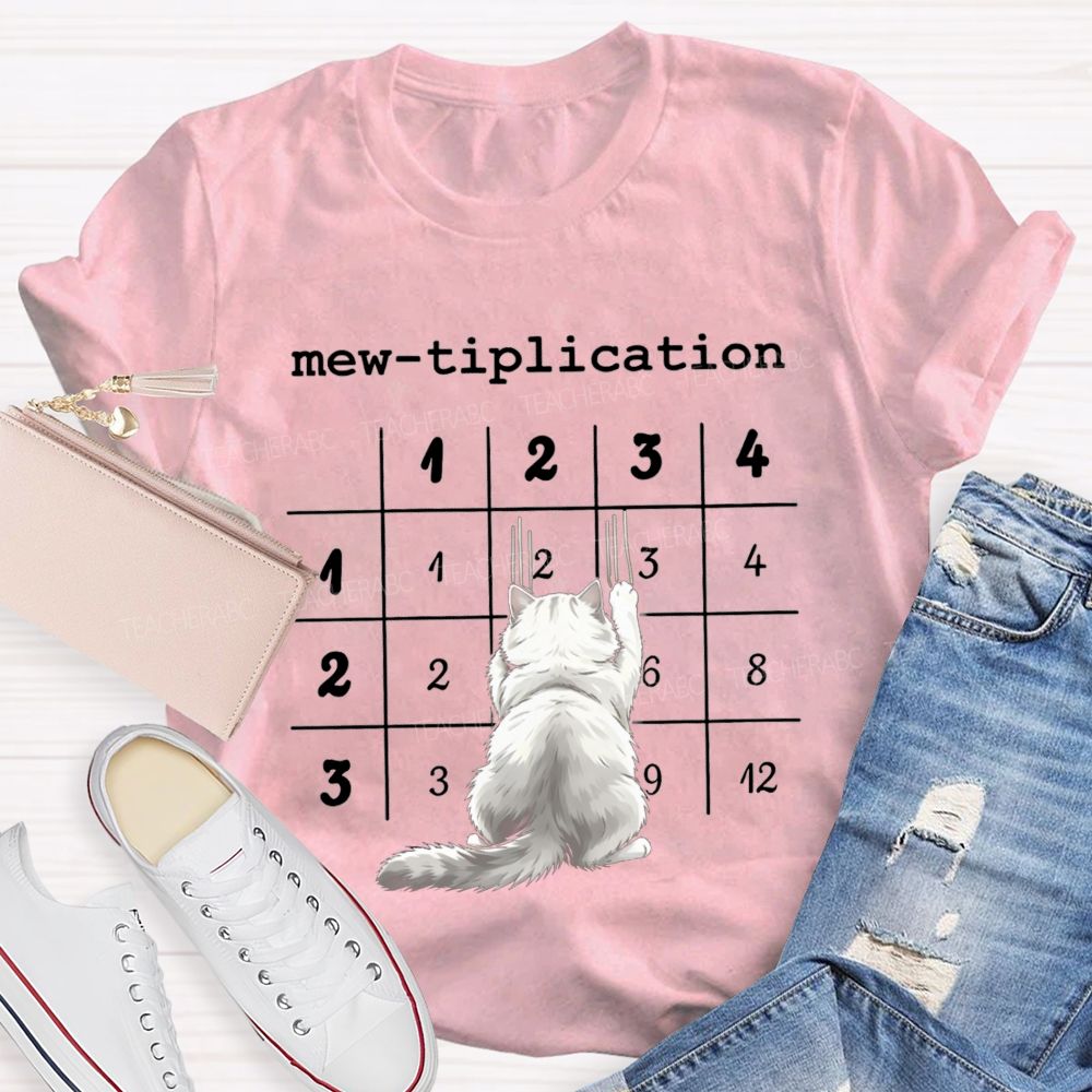 Mew Tiplication Cat Math Teacher T-shirt