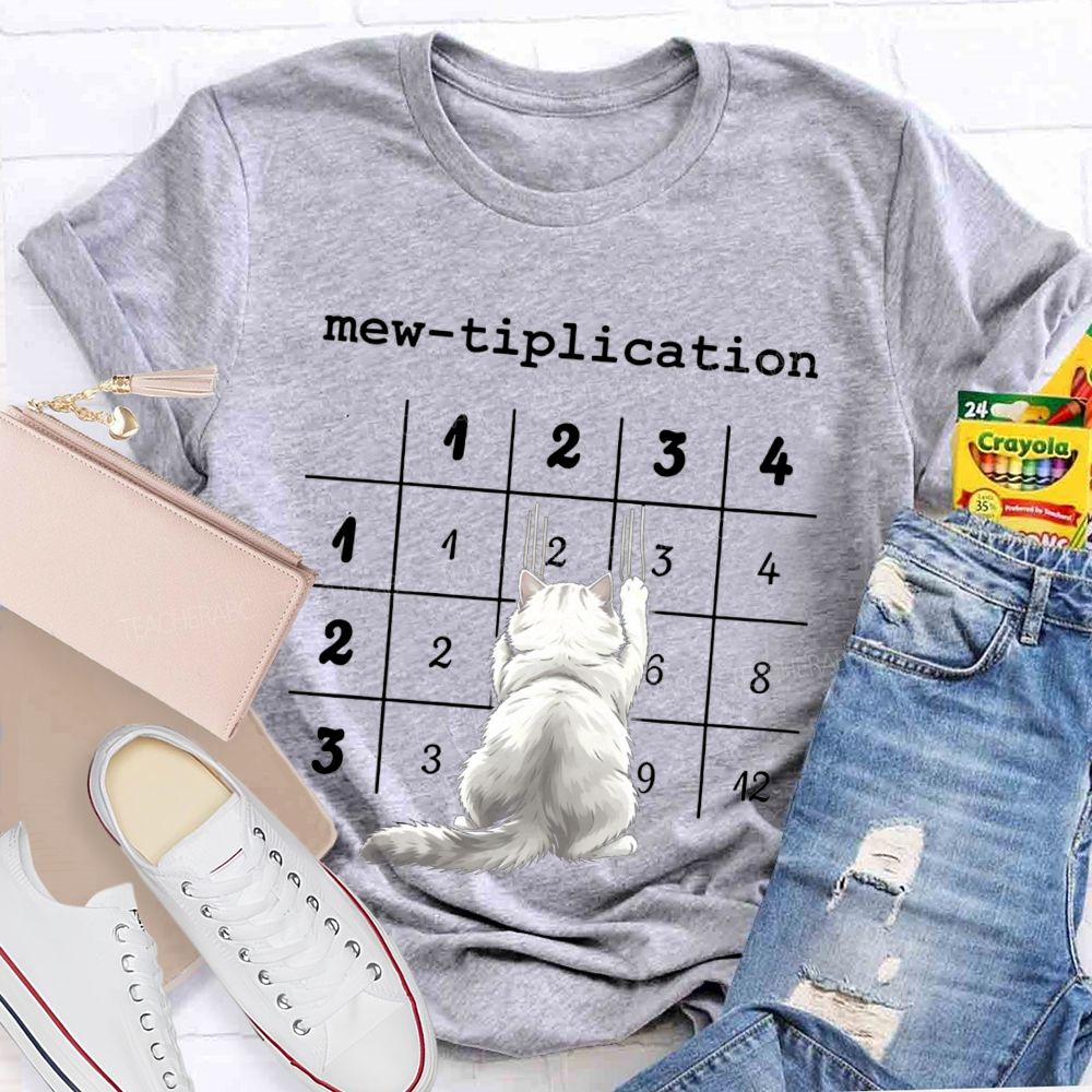 Mew Tiplication Cat Math Teacher T-shirt
