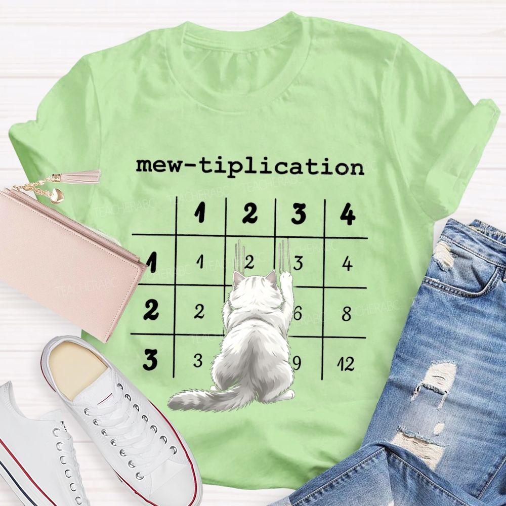 Mew Tiplication Cat Math Teacher T-shirt