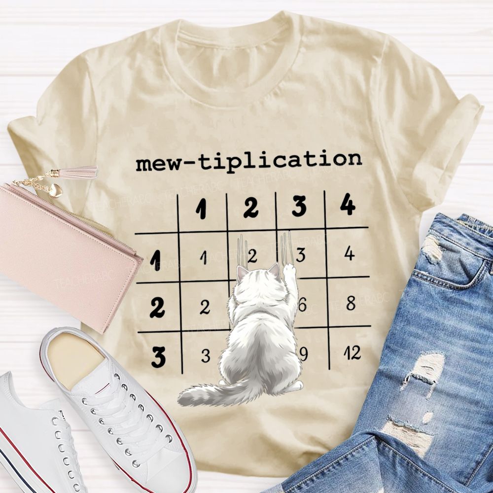 Mew Tiplication Cat Math Teacher T-shirt