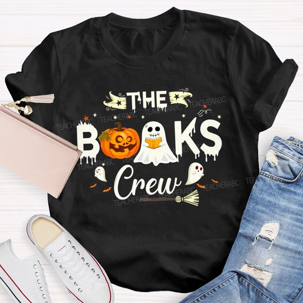 The Books Crew Halloween Reading Book Pumpkin Librarian T-shirt