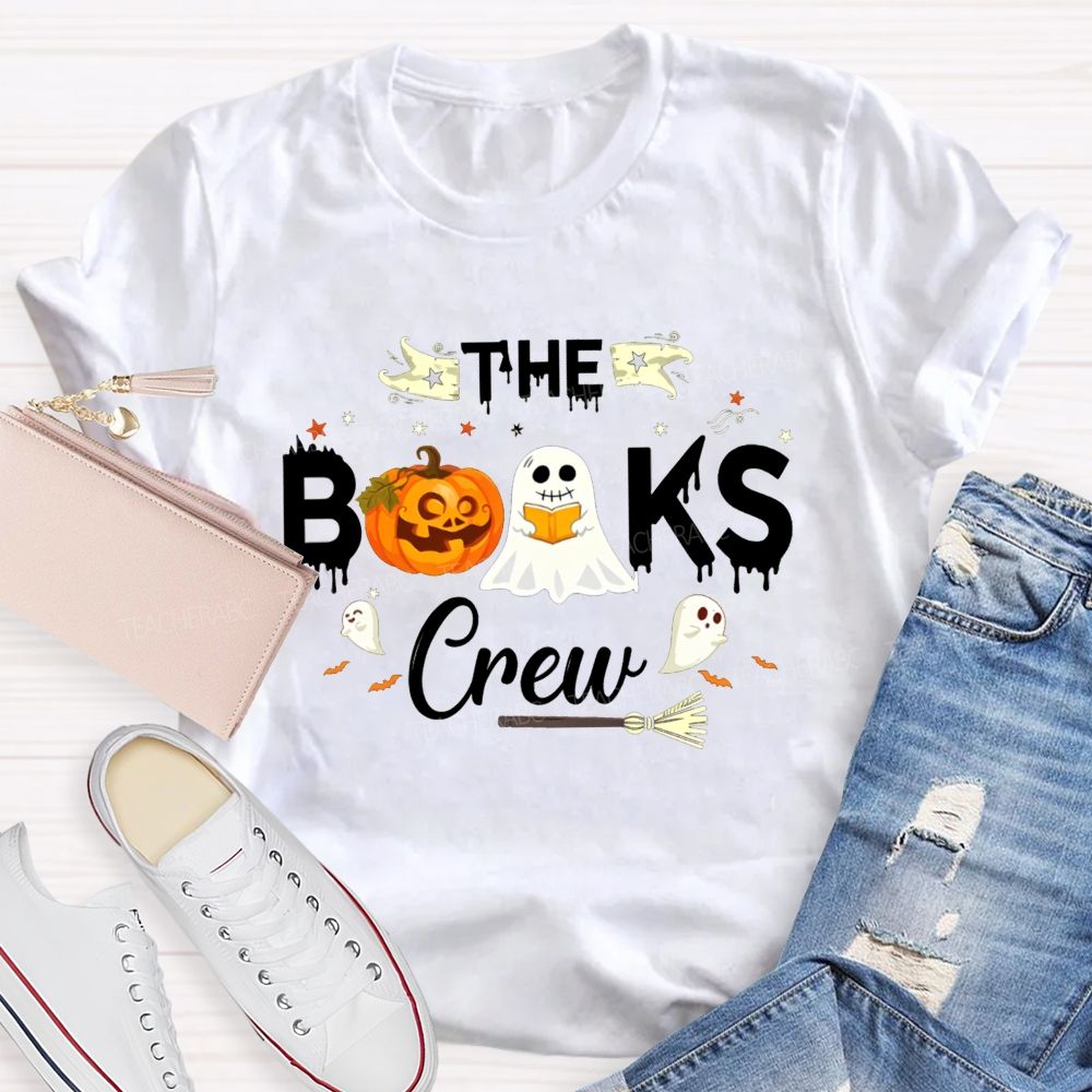 The Books Crew Halloween Reading Book Pumpkin Librarian T-shirt