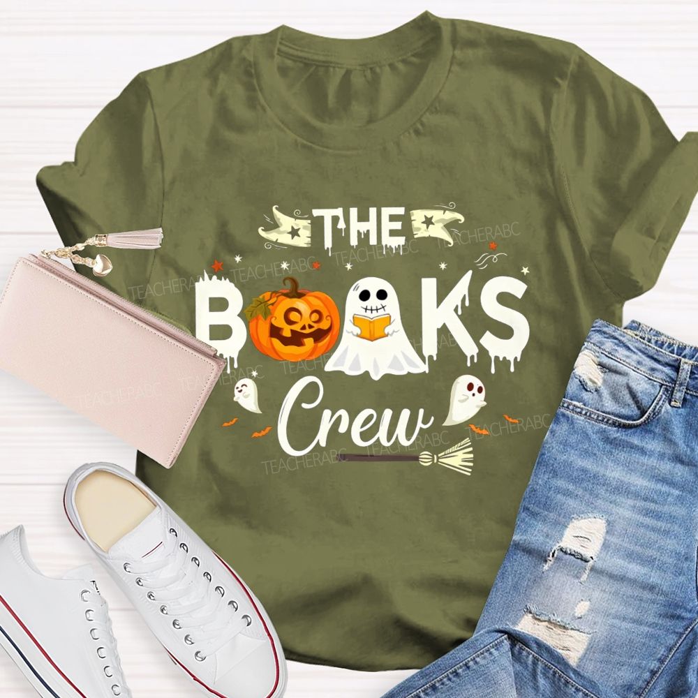 The Books Crew Halloween Reading Book Pumpkin Librarian T-shirt
