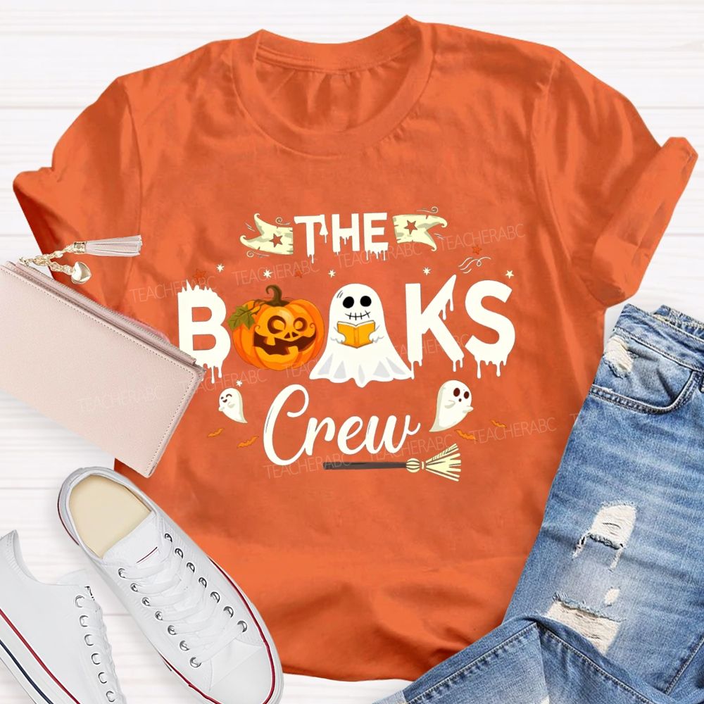 The Books Crew Halloween Reading Book Pumpkin Librarian T-shirt