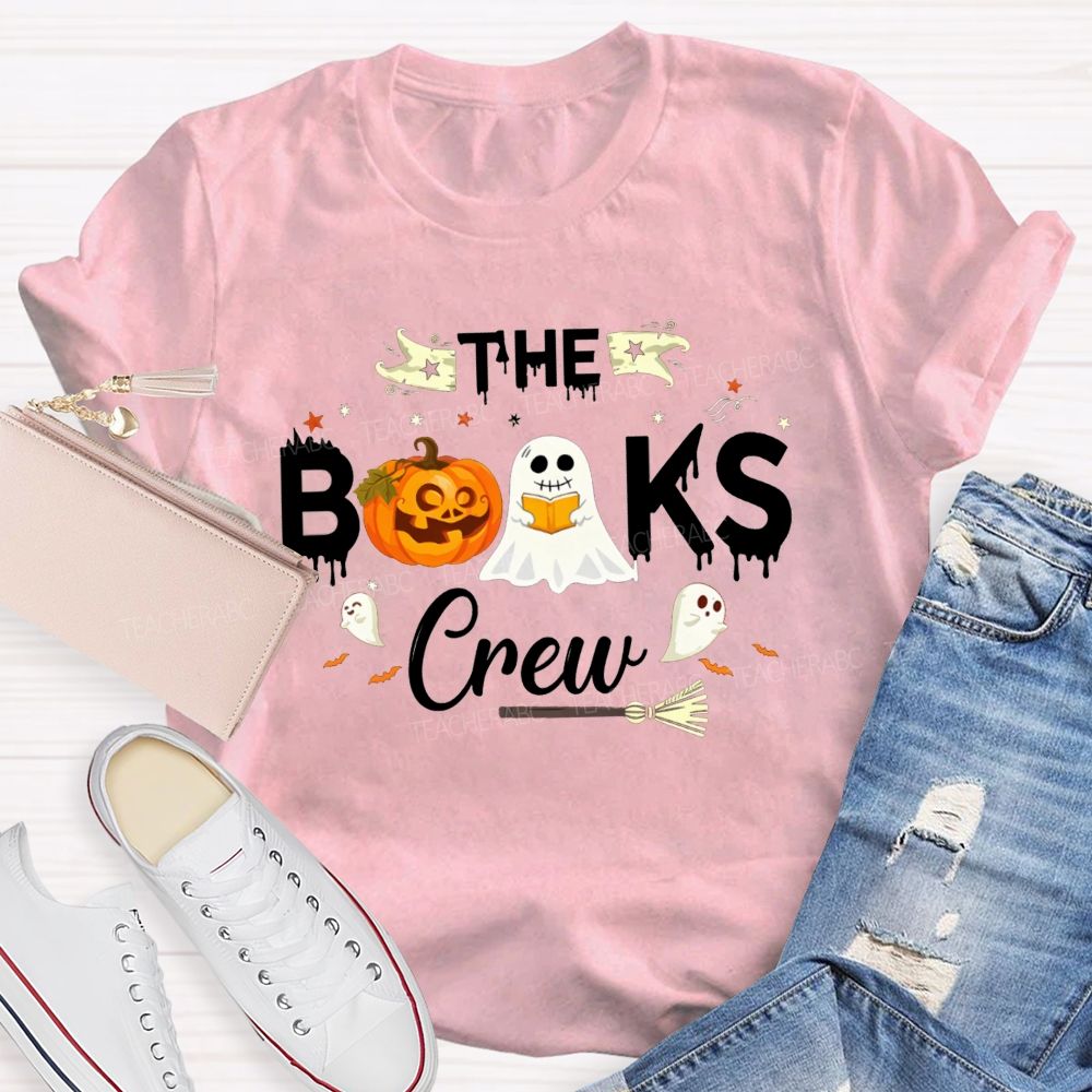 The Books Crew Halloween Reading Book Pumpkin Librarian T-shirt